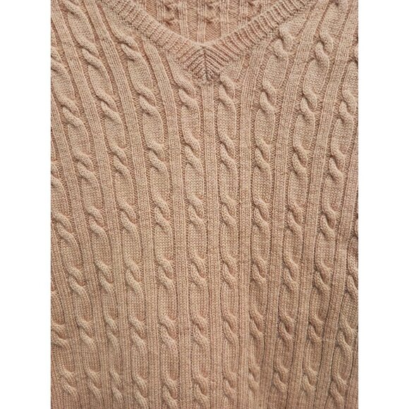 VTG 90s Casual Corner Womens Sweater Medium Orange Merino Wool Cable Knit - Picture 2 of 8